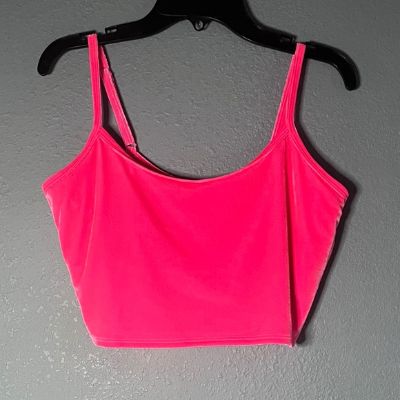 Victoria Secret PINK Activewear Velvet Velour Lined Bra Size Medium Neon Pink - Picture 1 of 9